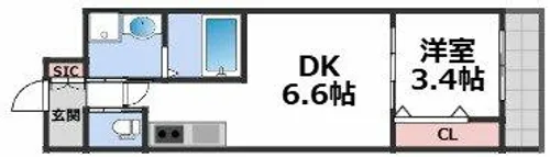 クローバー グランデ今里【4階】の間取り