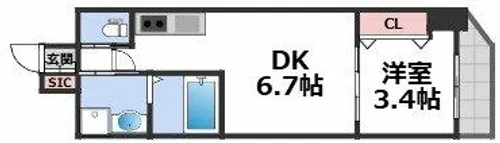 クローバー グランデ今里【7階】の間取り