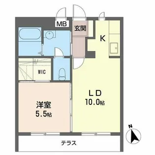 テラス新中通【0102号室】の間取り