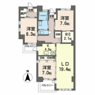 アンソレイエ覚王山【0404号室】の間取り