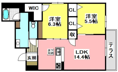 シャーメゾン フォレナ アルファ【102号室】の間取り