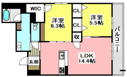シャーメゾン フォレナ アルファ【202号室】の間取り