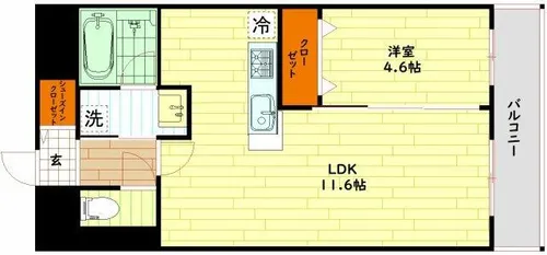 ブル フォルトゥーナ扇町【8階】の間取り