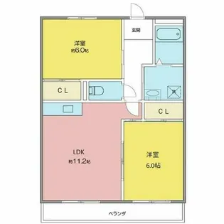 グランドールK【102号室】の間取り