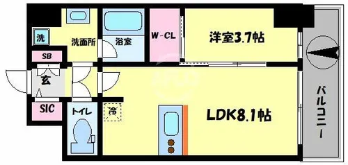レオンコンフォート難波クレア【14階】の間取り
