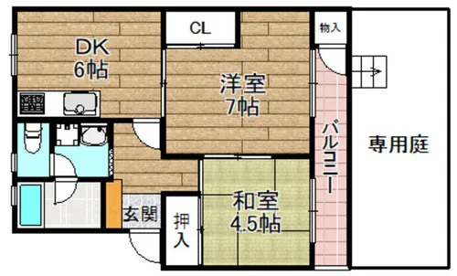 水無瀬青葉ハイツ14号棟【1階】の間取り
