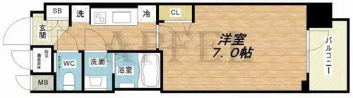 プレサンス天王寺ノースヴィアーレ【8階】の間取り