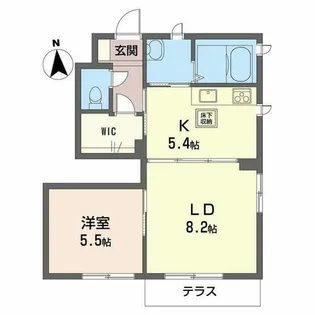 ラフィーネ三室参番館【1階】の間取り