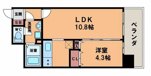 1LDKの間取り画像