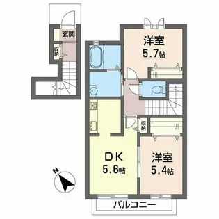 グリーンルーフ【0202号室】の間取り