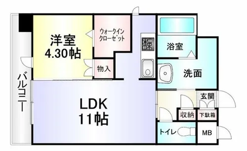 フェリシエ京町【407号室】の間取り