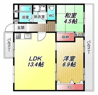 エル・セレーノ志紀【4階】の間取り