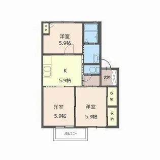 しあわせ荘B【B208号室】の間取り