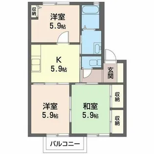 しあわせ荘B【B208号室】の間取り