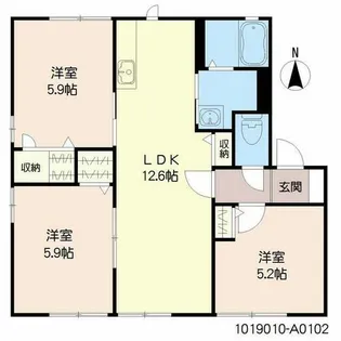 パル山崎 A棟【A0102号室】の間取り