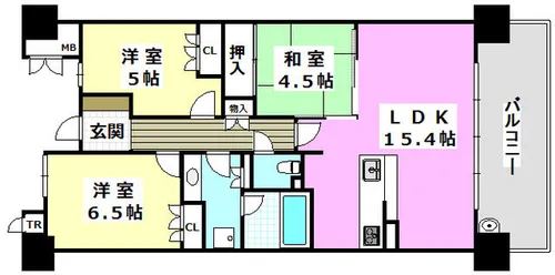 シャリエ茨木【5F号室】の間取り