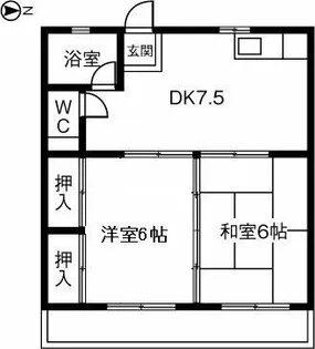 第2オカハイツ【2B号室】の間取り