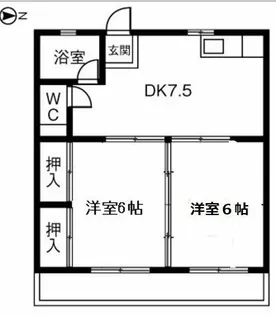 第2オカハイツ【2B号室】の間取り
