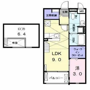 グランツ中川【202号室】の間取り