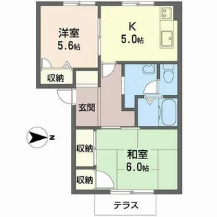 ファミーユ神之木B【0102号室】の間取り