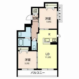 シオン 枚方【0202号室】の間取り