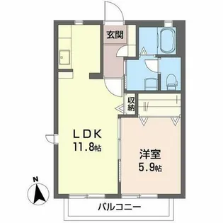シャトー南多田【2階】の間取り