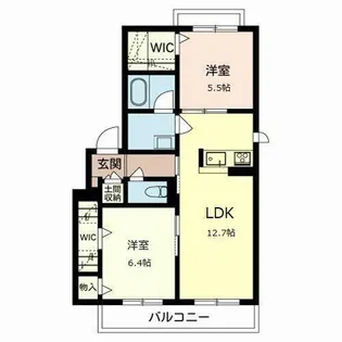 シャーメゾンヒュッゲ武庫川【0201号室】の間取り