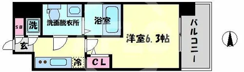 エスリード桜ノ宮レジデンス【4階】の間取り