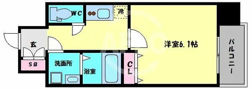 レジュールアッシュ天王寺クレア【6階】の間取り