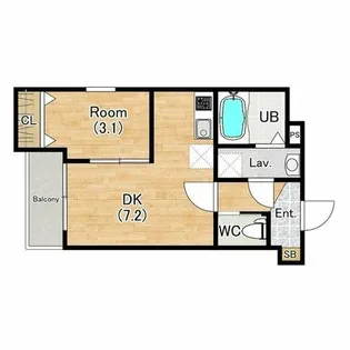 ジーメゾン桃谷【1階】の間取り