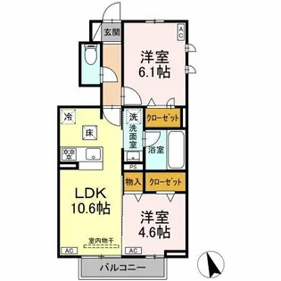 フロレゾンK&K【101号室】の間取り