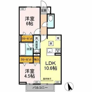 フロレゾンK&K【1階】の間取り