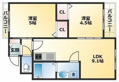セレニティ加美南B棟【2階】の間取り