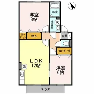 ハイカムールはなべB棟【102号室】の間取り