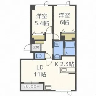 グリーンフィールドⅡ【204号室】の間取り
