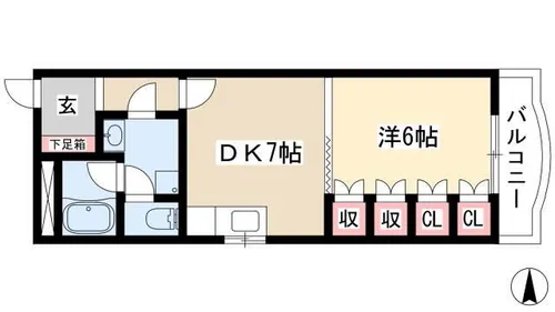 ステューディオ赤門【7A号室】の間取り