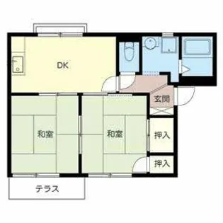 グリーンタウン國本F棟【0102号室】の間取り