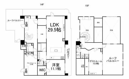 ロイヤルパークス桃坂【14階】の間取り