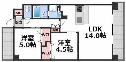 スプランディッド駒川中野駅前【5階】の間取り