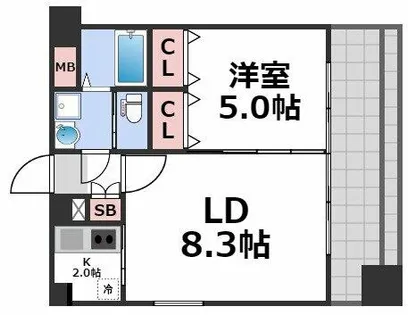 ドゥーエ谷町【15階】の間取り