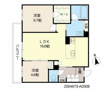 シャーメゾンソレアード【A0308号室】の間取り