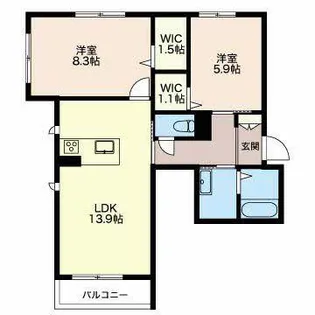 西脇町レジデンス【0203号室】の間取り