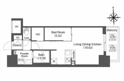 1LDKの間取り画像