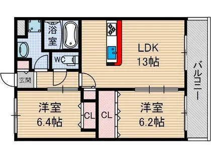 ル モンド セントレ【1階】の間取り