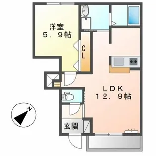 アクア ドルチェ ドゥーエ【1階】の間取り