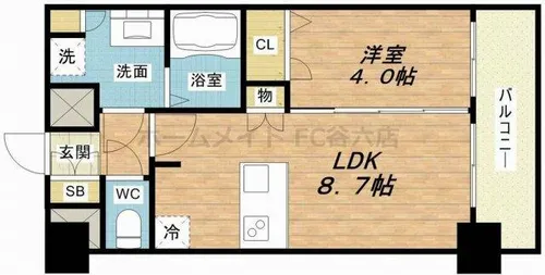 プレサンス難波インフィニティ【11階】の間取り