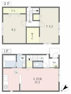 サンラプロ下富野Ⅳ C棟【2階】の間取り