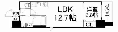 ラクラス堺筋本町【12階】の間取り