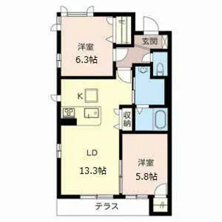 グラッシャス上ノ丸【0105号室】の間取り