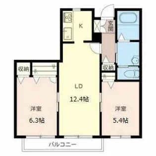 シャーメゾン中之番【A202号室】の間取り